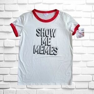 LuLaRoe Medium Liv Tee • "Show Me Memes" • Ribbed Neckline & Cuffs • Casualwear